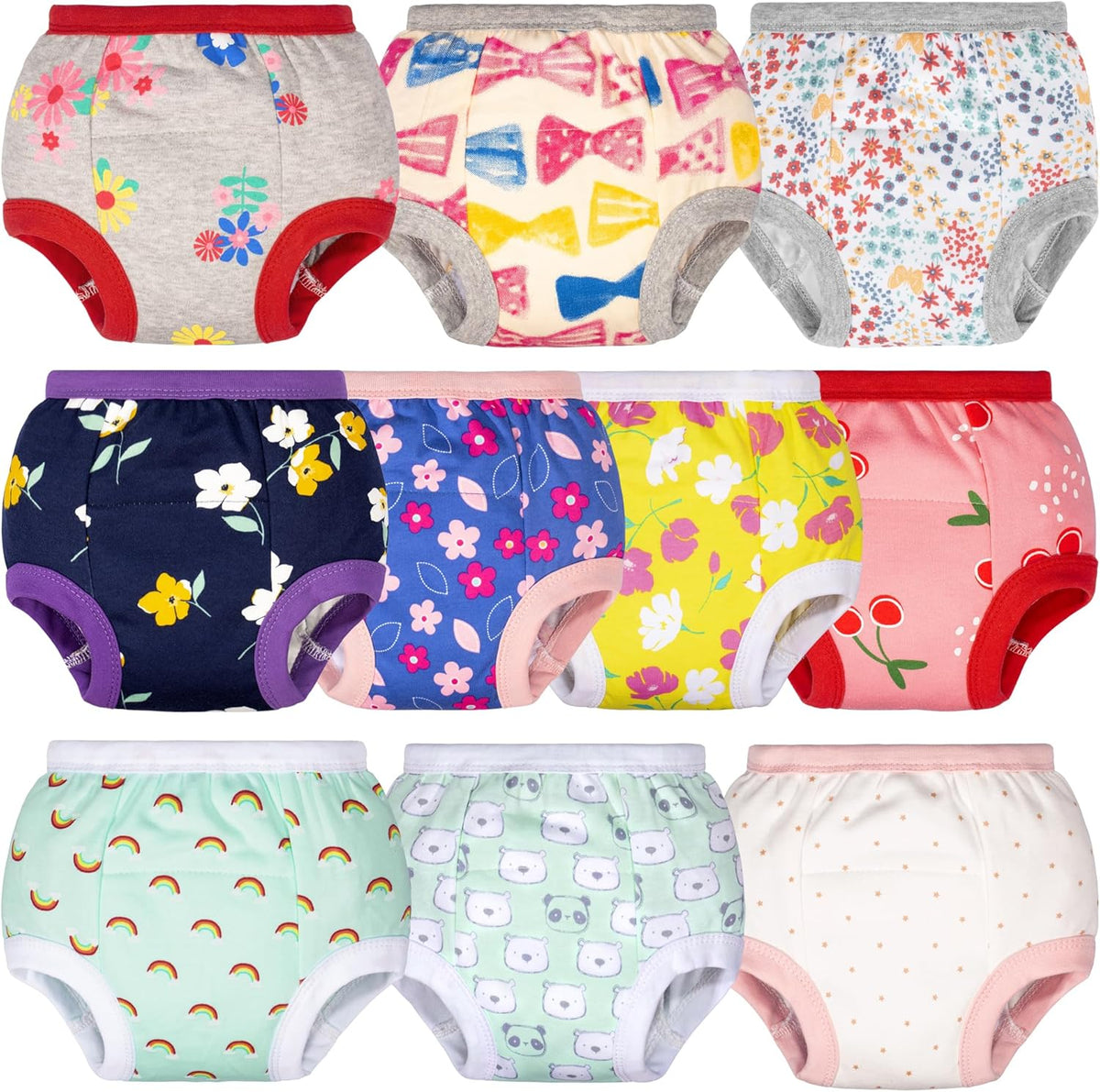 BIG ELEPHANT Potty Training Underwear - 10 Pack, 100% Cotton Absorbent Unisex Toddler Pee Pants for
