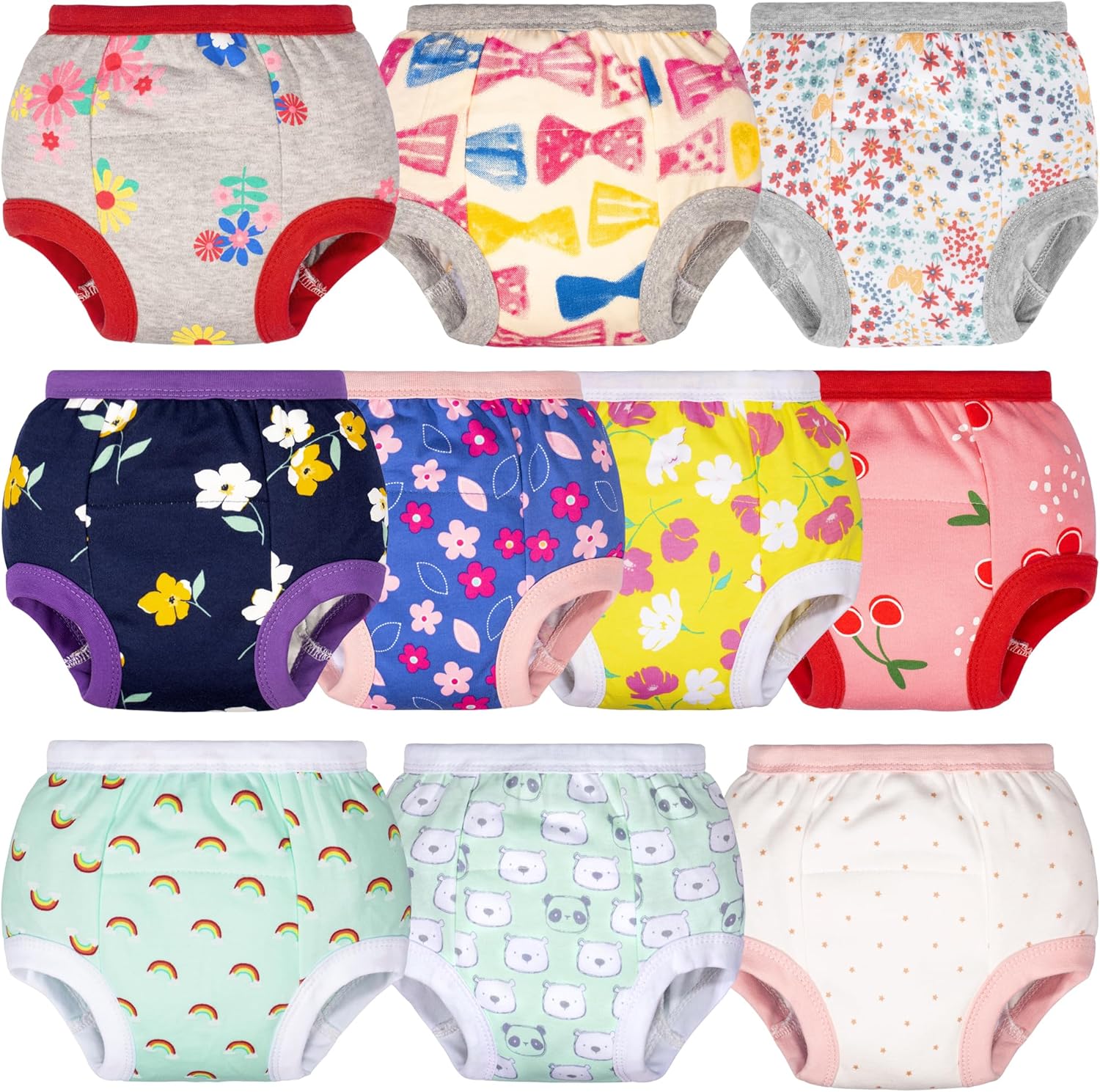 BIG ELEPHANT Potty Training Underwear - 10 Pack, 100% Cotton Absorbent Unisex Toddler Pee Pants for