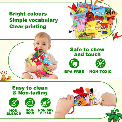Vanmor 2 Pack Baby Cloth Books, High Contrast Sensory Crinkle Toys for 0-6 Months Infants, Soft