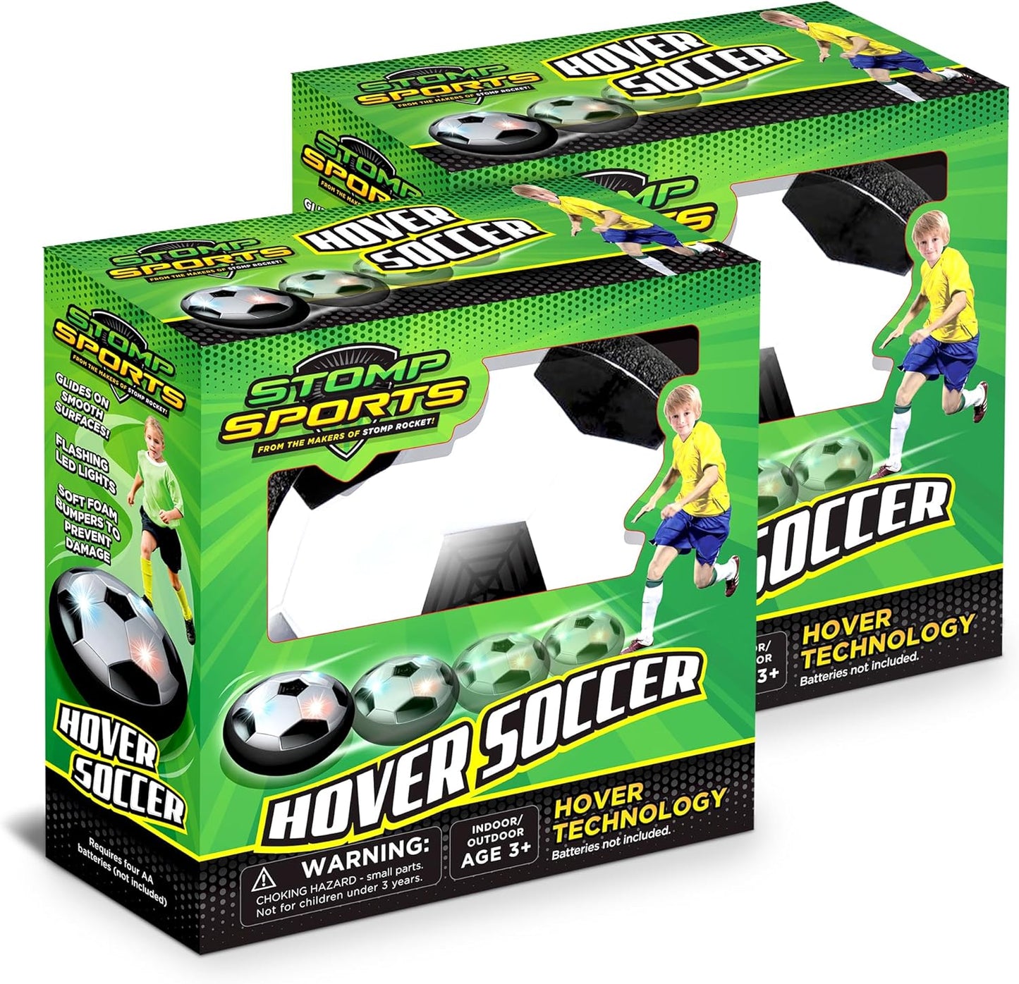 Hover Soccer 2 Pack from The Makers of Stomp Rocket – LED Lights and Padded Bumpers Indoor Air