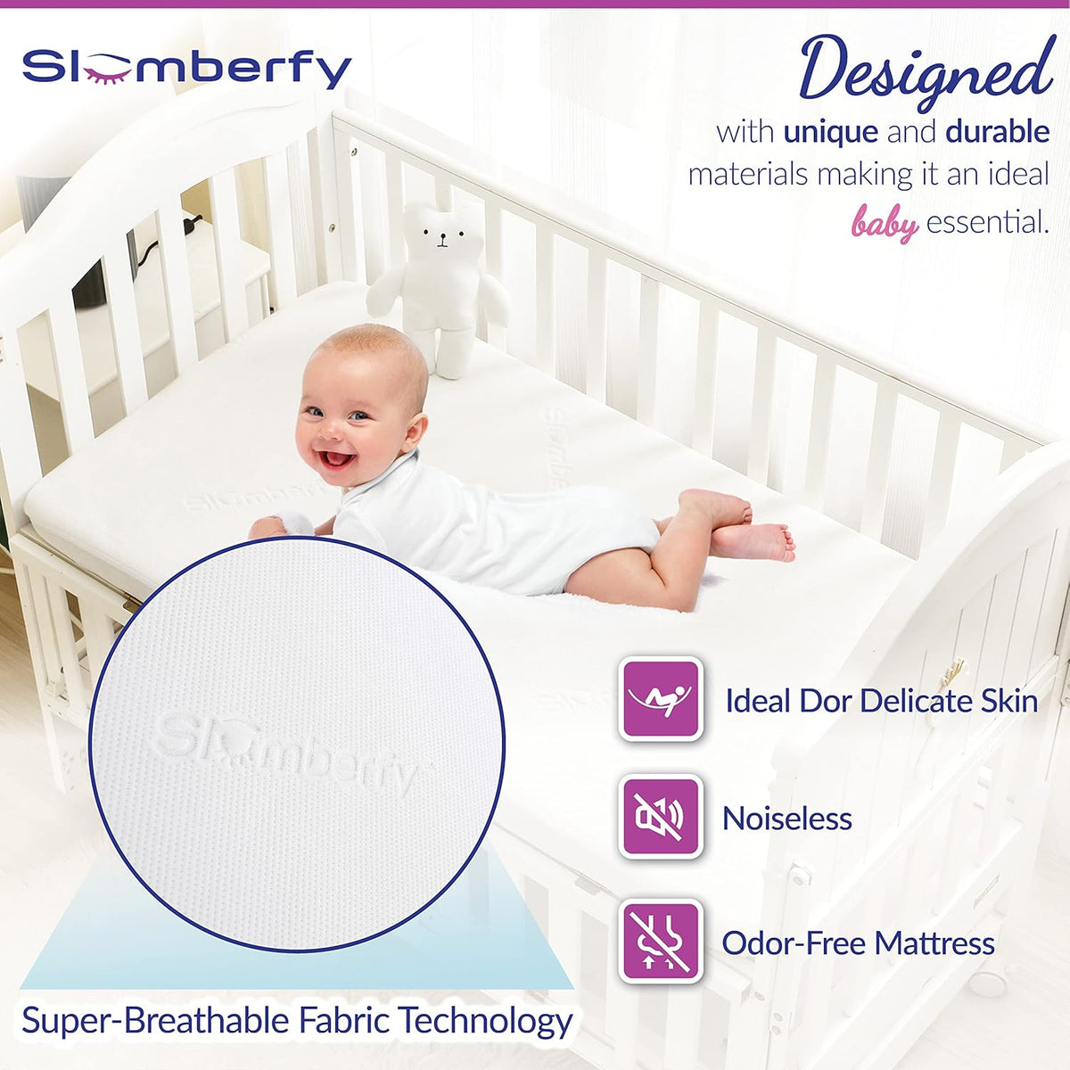 Bamboo Crib Mattress Protector by Slumberfy, Waterproof and Hypoallergenic Mattress Protector for