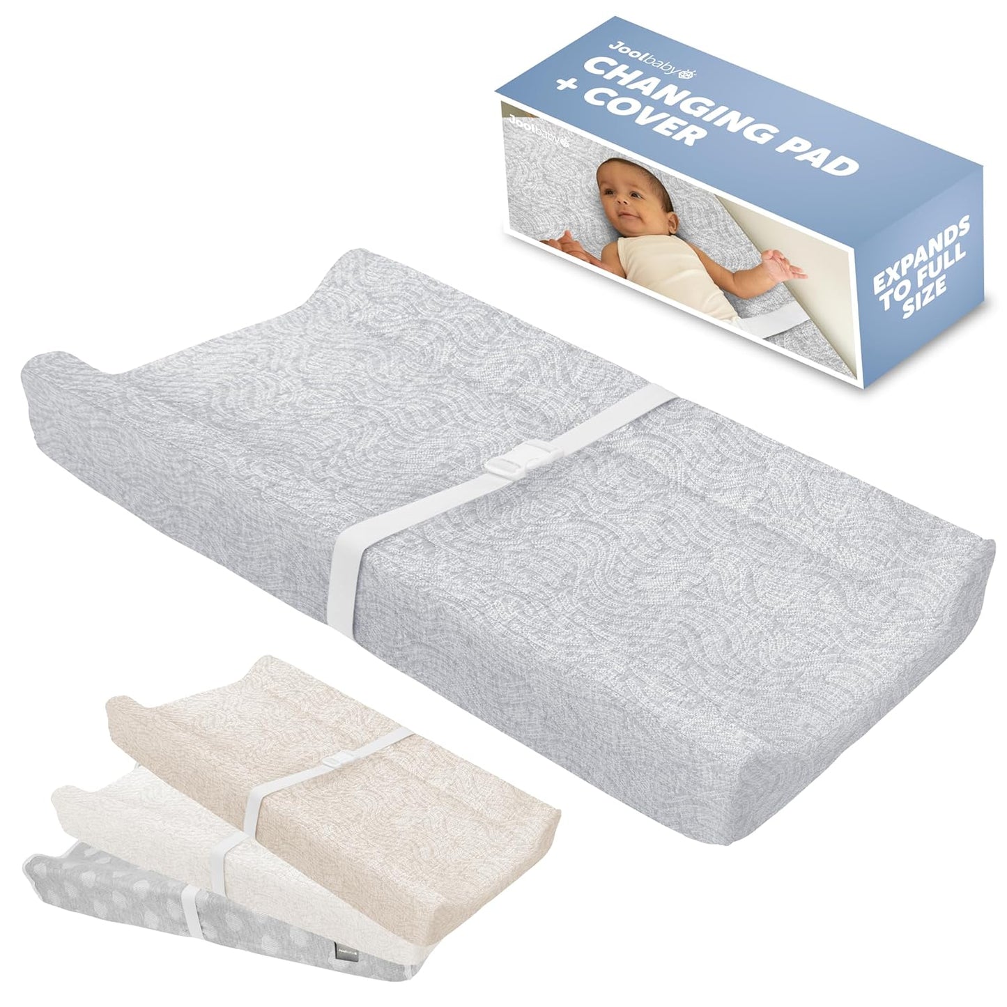 Jool Baby Soft Changing Pad + Washable Cover, Non-Slip - Fits Standard Changing Tables & Dressers