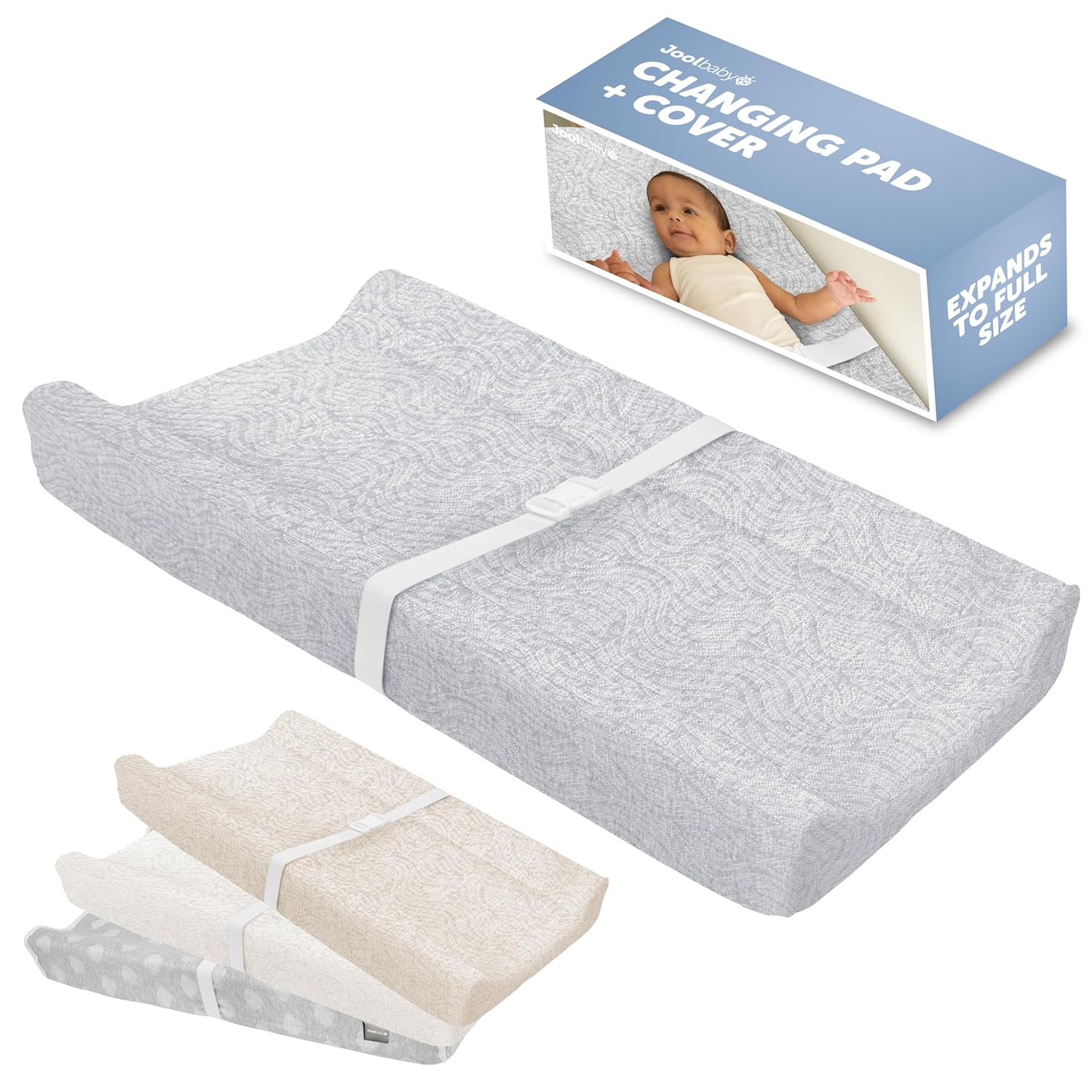Jool Baby Soft Changing Pad + Washable Cover, Non-Slip - Fits Standard Changing Tables & Dressers