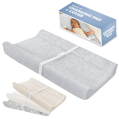 Jool Baby Soft Changing Pad + Washable Cover, Non-Slip - Fits Standard Changing Tables & Dressers