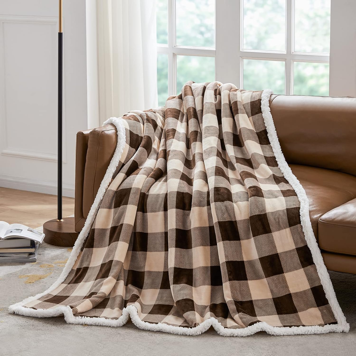 Touchat Sherpa Buffalo Plaid Christmas Twin Blanket 60" X 70", Fuzzy Fluffy Soft Cozy Throw