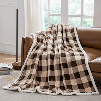 Touchat Sherpa Buffalo Plaid Christmas Twin Blanket 60" X 70", Fuzzy Fluffy Soft Cozy Throw