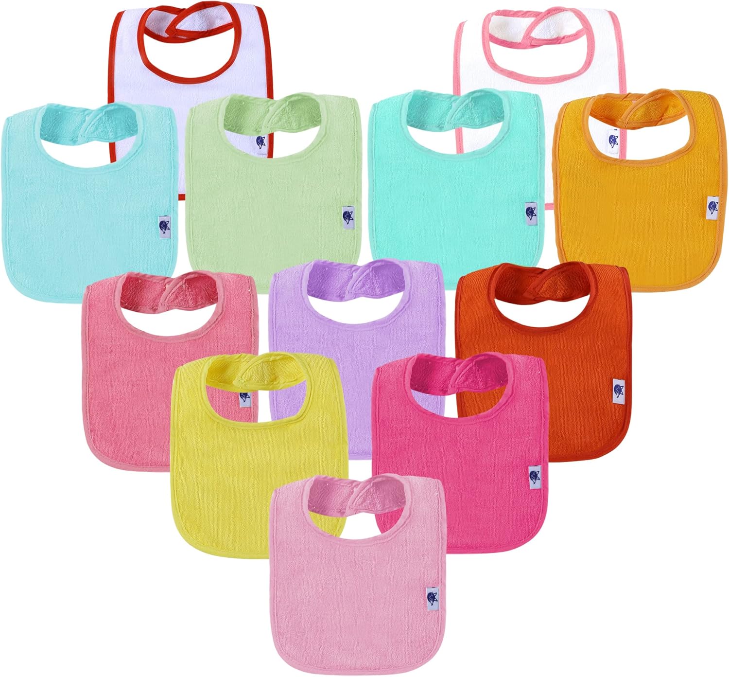 SPINFOX Waterproof Baby Bibs for Girls, Boy, Unisex Drool Bib Cotton Solid Knit Infant Feeding Bibs