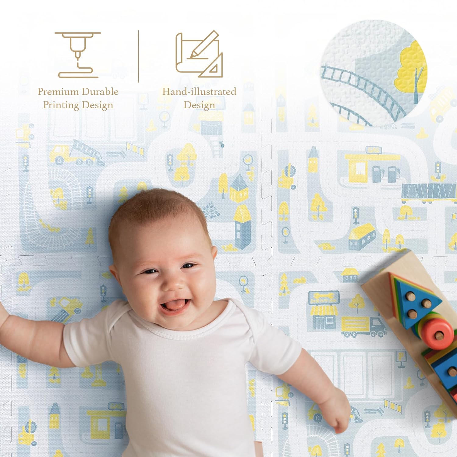 Premium Baby Foam Play Mats - Stylish Floor & Exercise Puzzle Mat for Toddlers and Kids- 6 Soft