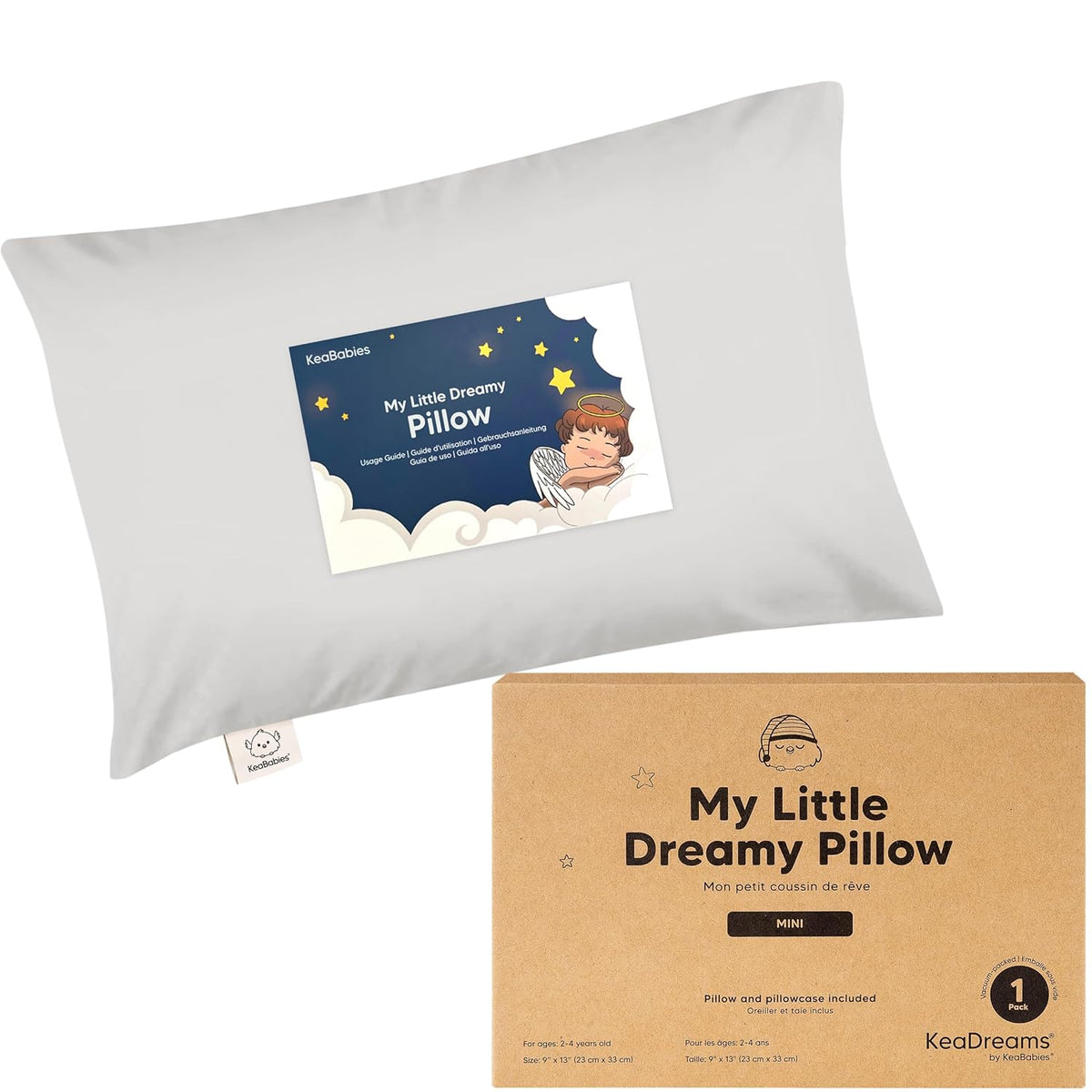 Mini Toddler Pillow with Pillowcase - 9x13 My Little Dreamy Travel Kids Pillow for Sleeping