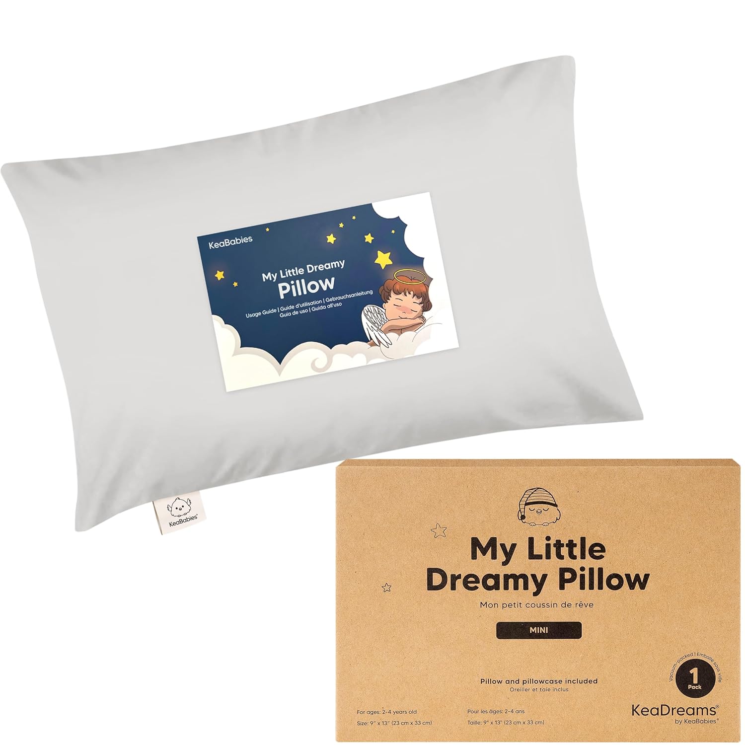 Mini Toddler Pillow with Pillowcase - 9x13 My Little Dreamy Travel Kids Pillow for Sleeping
