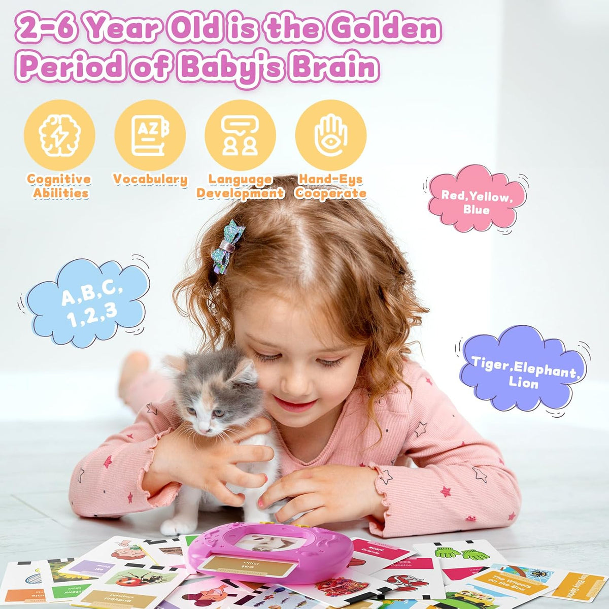 Toddlers Bilingual Spanish & English Talking Flash Cards with 288 Sight Words, Speech Therapy Toys