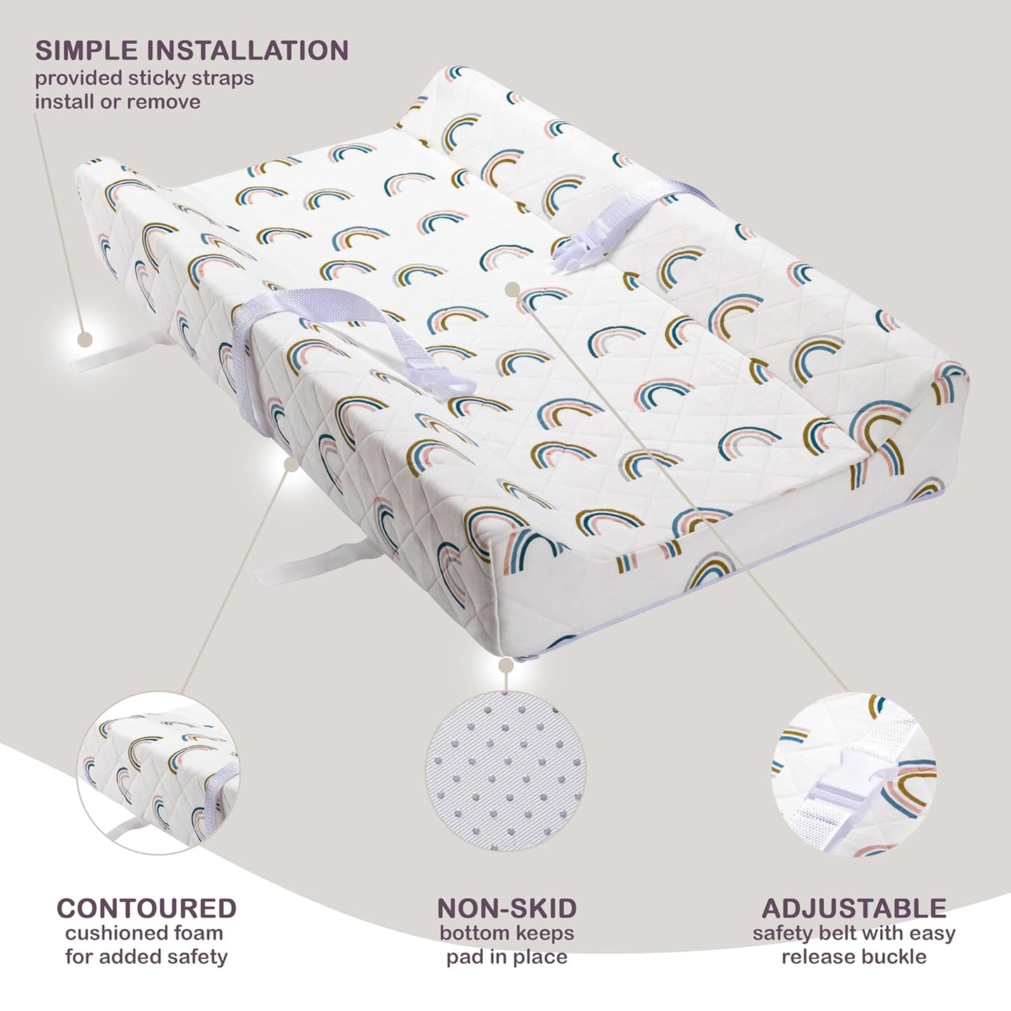 Organic Cotton Contoured Baby Changing Pad w/Waterproof Foam Mattress, Includes Soft, Removable &