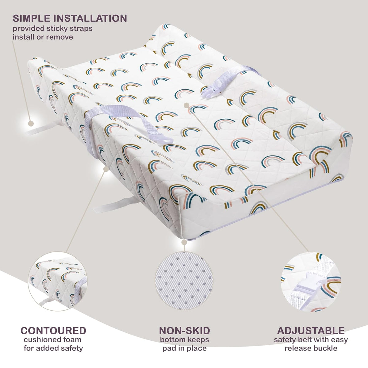 Organic Cotton Contoured Baby Changing Pad w/Waterproof Foam Mattress, Includes Soft, Removable &