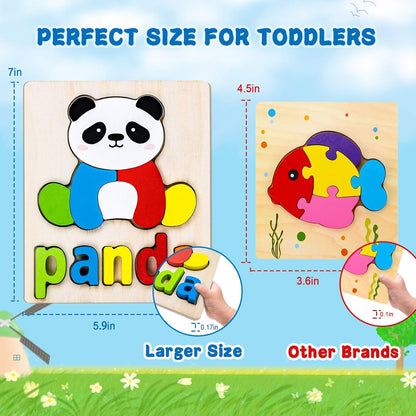 Toddler Puzzles,Wooden Puzzles for Todder 1 2 3 Years Old Boys Girls Eco Friendly Wooden Toys