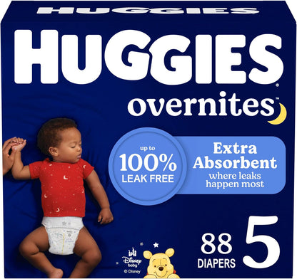 Huggies Size 5 Overnites Baby Diapers: Overnight Diapers, Size 5 (27+ lbs), 88 Ct, Packaging May