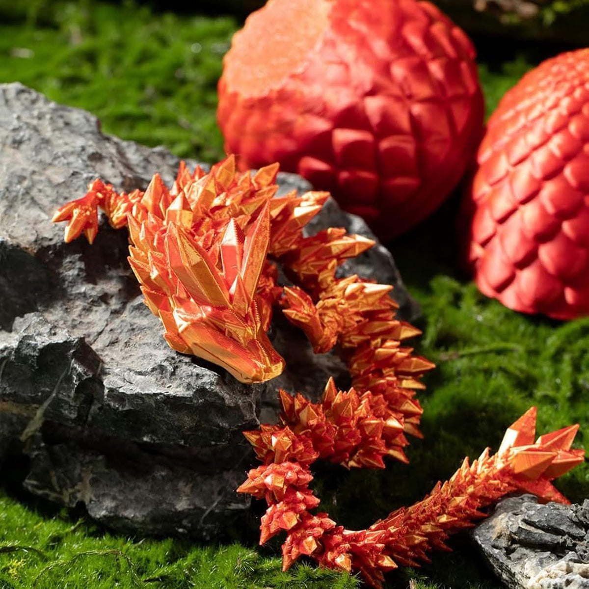 Cessfle 3D Printed Dragon in Egg, Crystal Dragon Eggs with Dragon Inside, Full Articulated Dragon