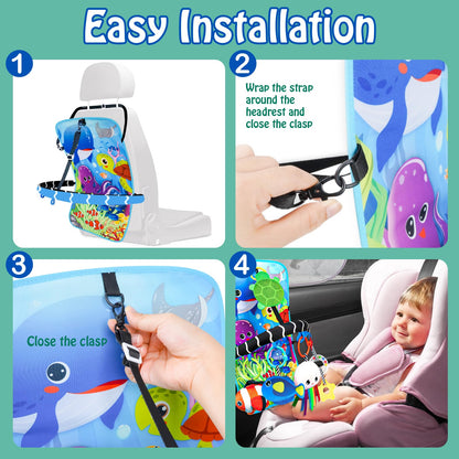 Innofans Baby Car Seat Ocean Animals Toys - Kick and Play Double Sided Infant Car Seat Toys with