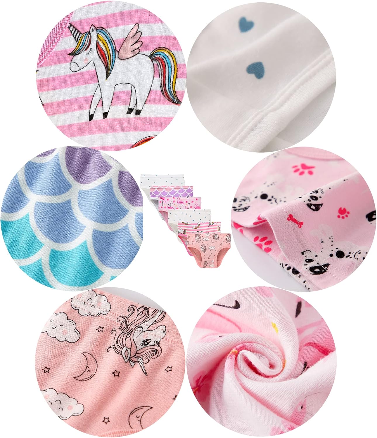 Cadidi Dinos Little Girls' Soft Cotton Underwear Kids Cool Breathable Comfort Panty Briefs Toddler