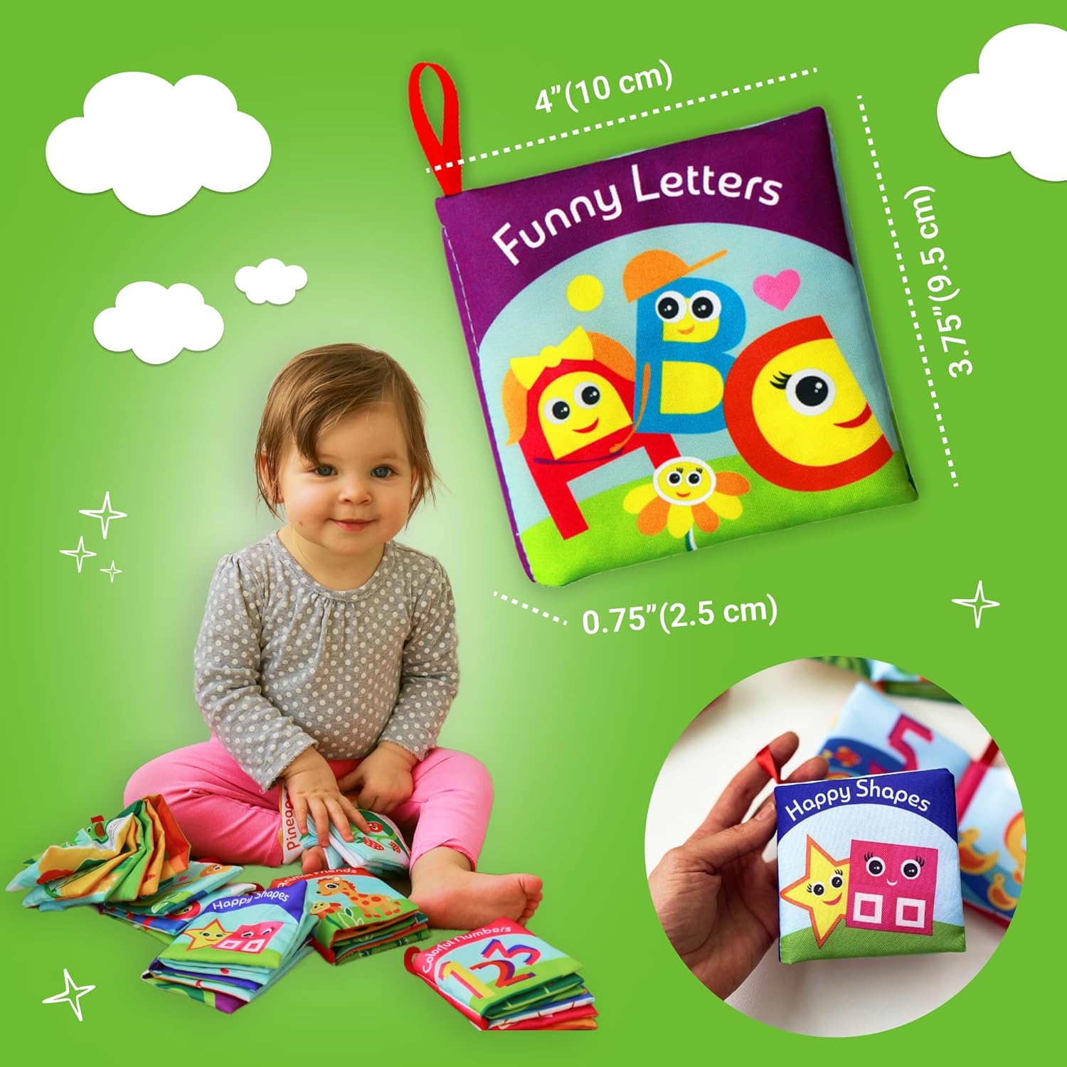Cloth Books for Babies (Set of 6) - Premium Quality Soft Books for Babies. Touch and Feel Crinkle