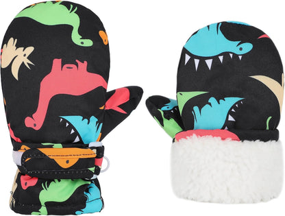 Toddler Gloves Kids Mittens Winter Warm Lined Fleece Gloves Waterproof Snow Baby Mitten for Boys