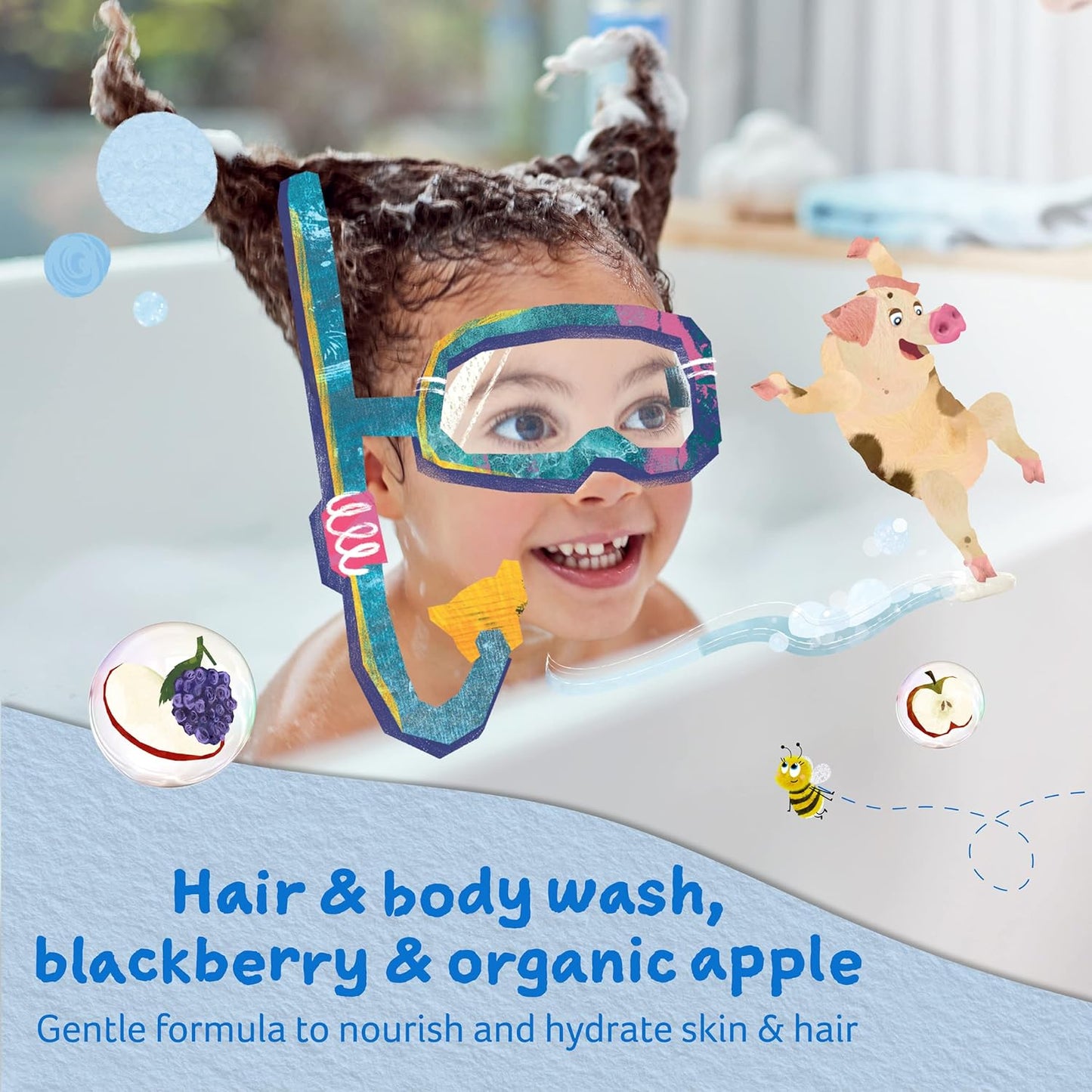 Childs Farm, Kids Hair & Body Wash for Dry, Sensitive Skin, Blackberry & Organic Apple, Gently