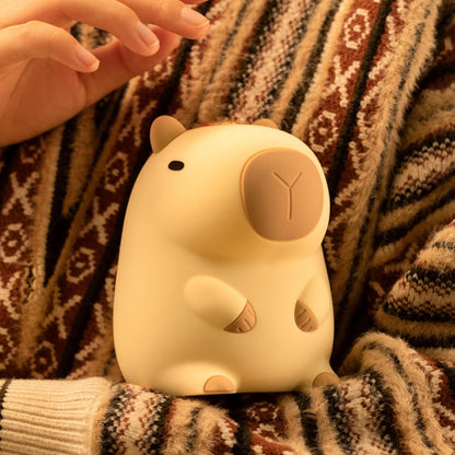 UNEEDE Capybara Night Light, Cute Animal Silicone Nursery Night Light Rechargeable Table Lamp