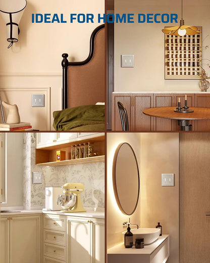 DEWENWILS Double Toggle Wallplates, Brushed Nickel Light Switch Covers, Heavy Duty Matel Material