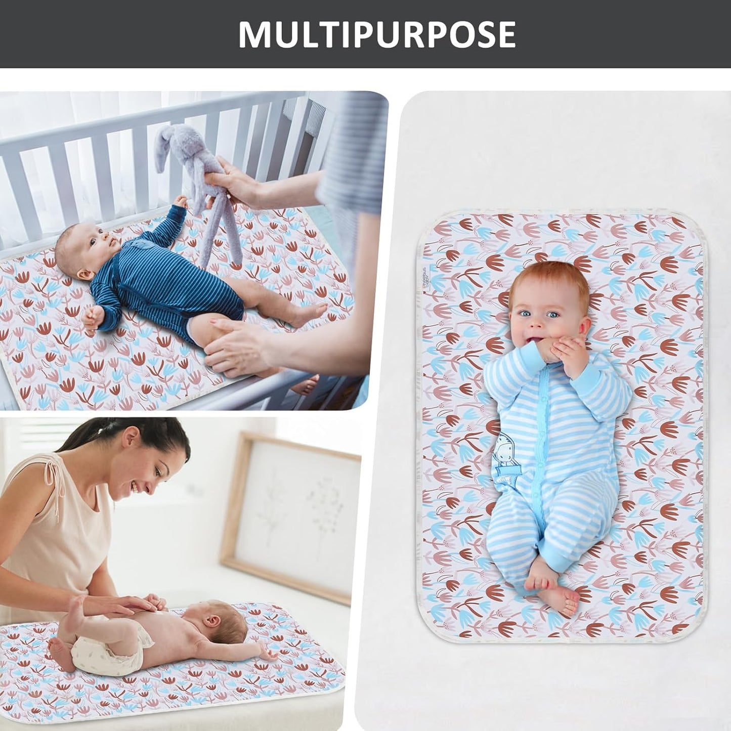 Baby Diaper Changing Pad, 21 5/8" x 31.5" Waterproof Changing Pad Liners - Reusable Soft and