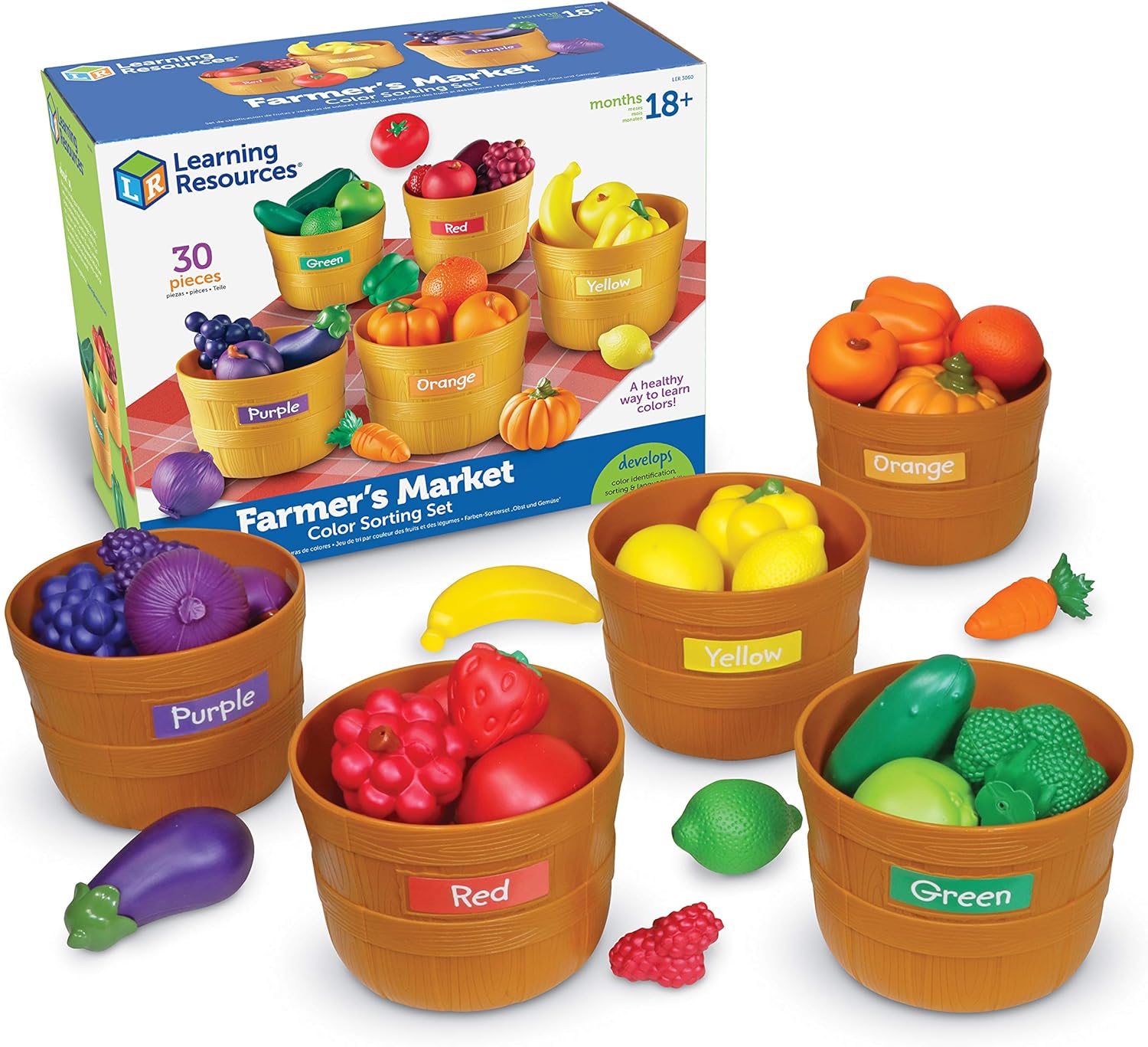Learning Resources Farmer’s Market Color Sorting Set - 30 Pieces Age 18+ Months Toddler Learning
