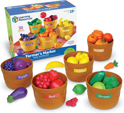Learning Resources Farmer’s Market Color Sorting Set - 30 Pieces Age 18+ Months Toddler Learning
