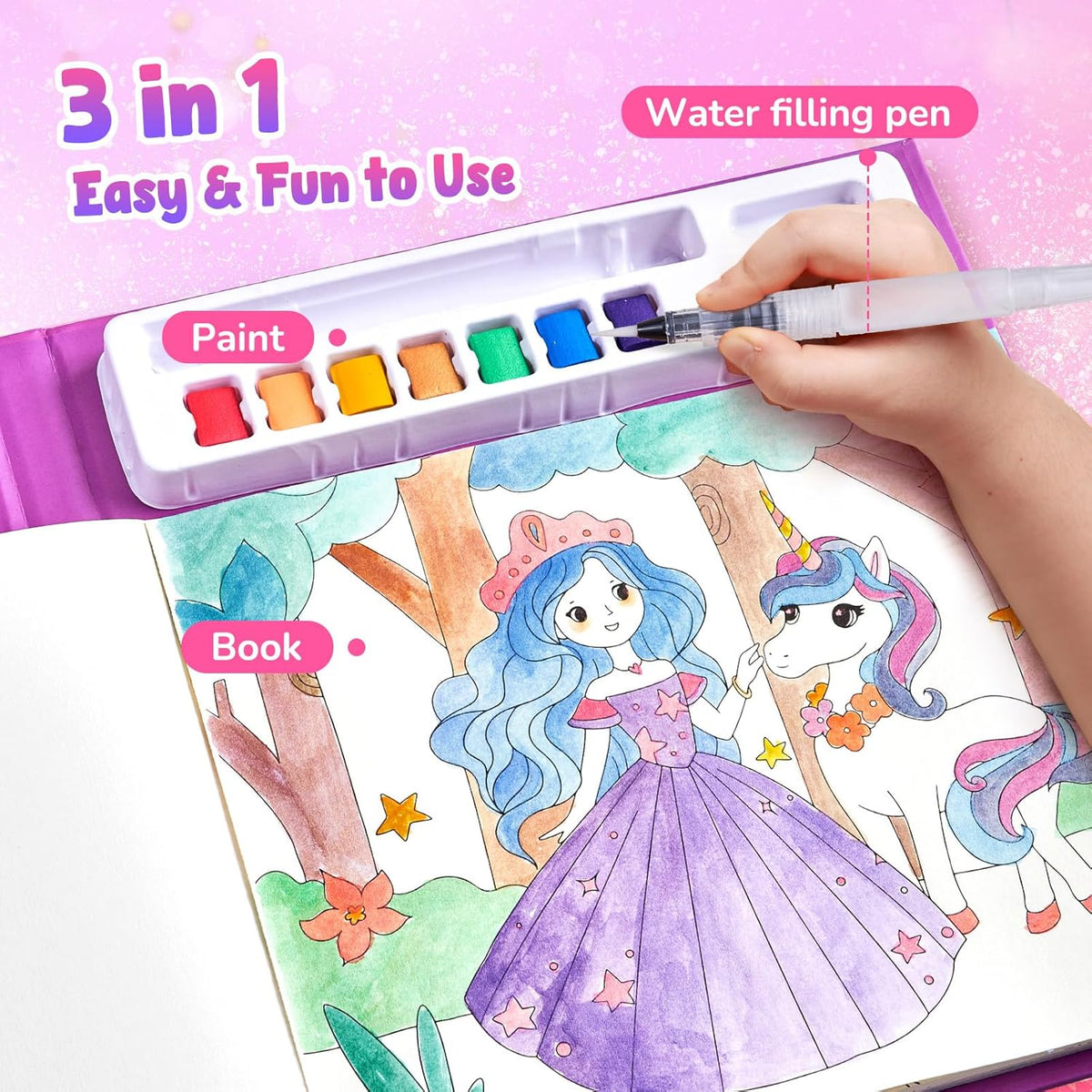 JoyCat Paint with Water Coloring Books, Art & Craft Activity, Princess No Mess Art for Kids Ages