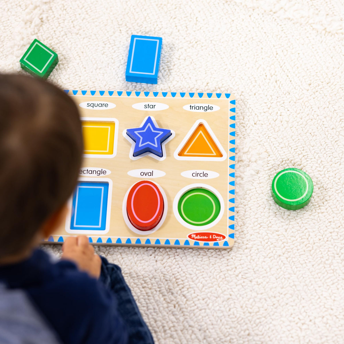Melissa & Doug Shapes Wooden Chunky Puzzle (8 pcs) Color Matching Shape Sorter Toys for Toddlers