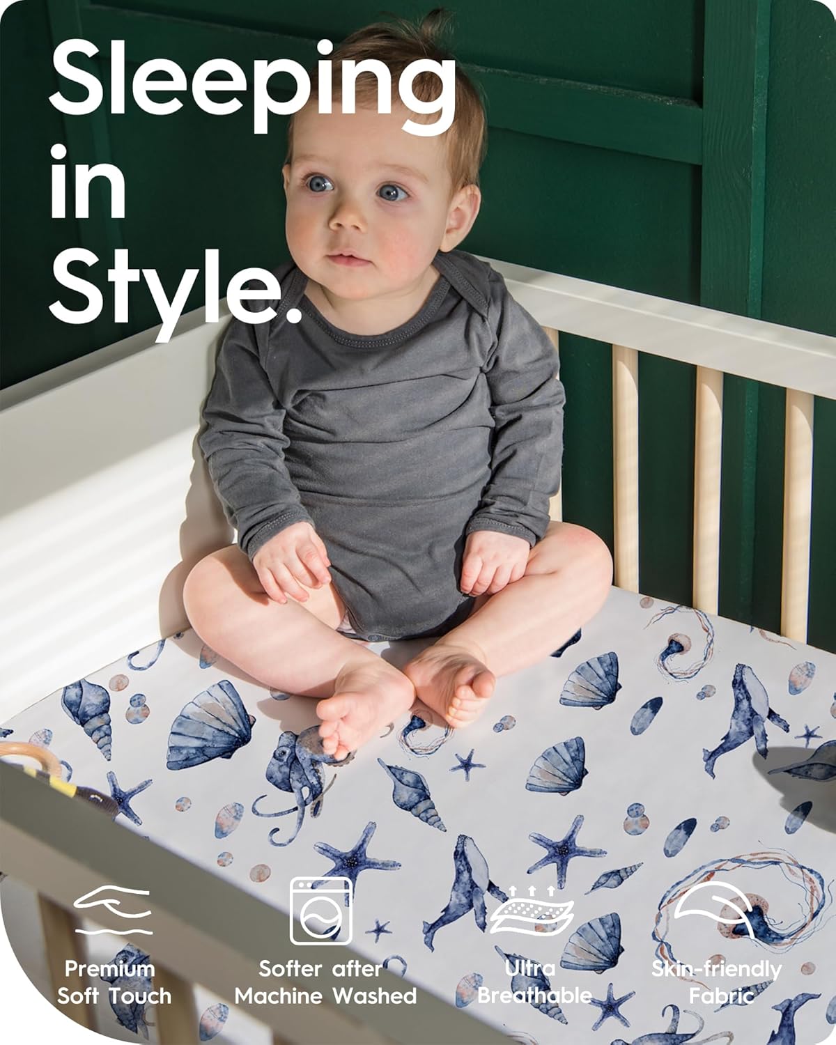 Graco Pack and Play Fitted Sheets - 2 Pack Mini Crib Sheets, Hypoallergenic and Soothing, Premium