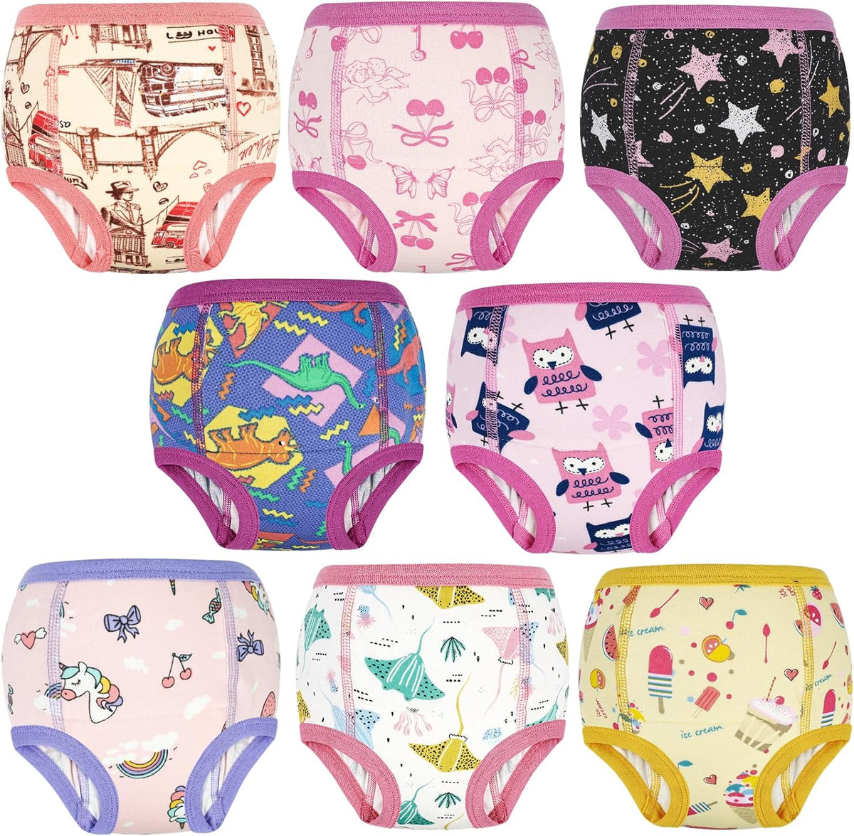 MooMoo Baby Absorbent Potty Training Pants 8 Packs Cotton Training Underwear for Girls 6T