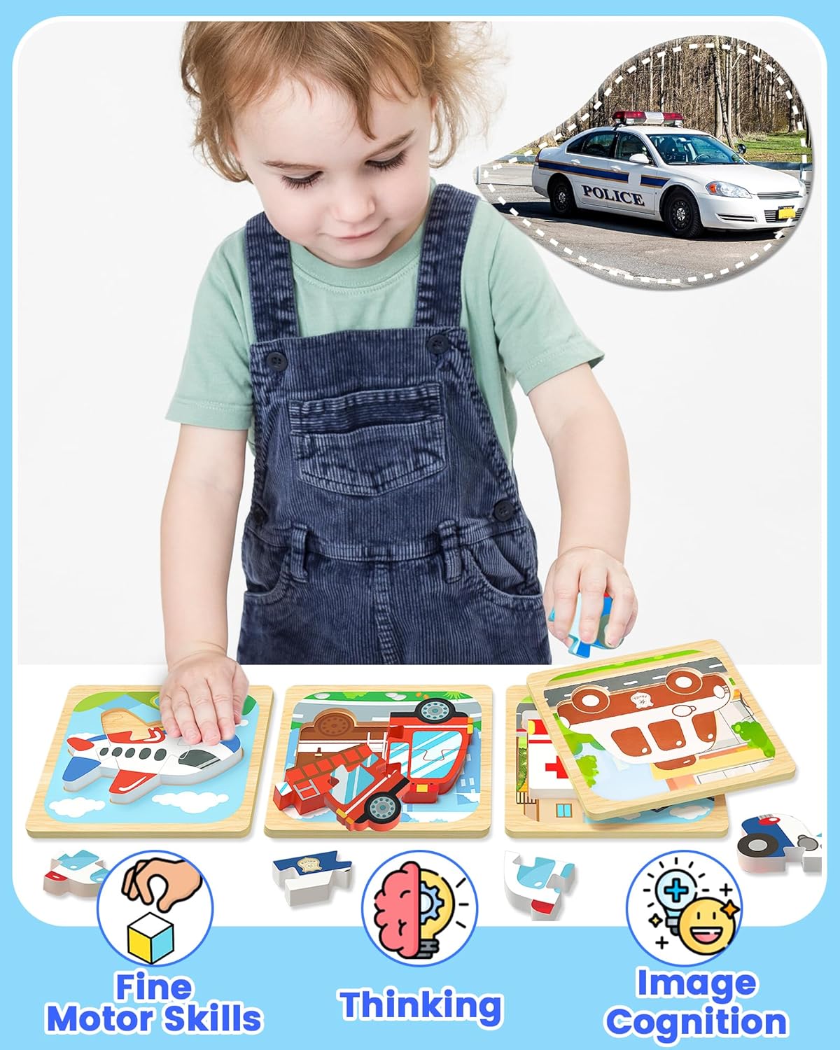 Benresive Wooden Toddler Puzzles, Montessori Toys for 1 2 3 Year Old Boys, Toys for 1 2 3 Year Old