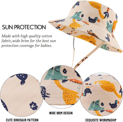 JANGANNSA Cotton Baby Sun Hat Infant Toddler Boys Girls Bucket Hats Summer Sun Protection Kids