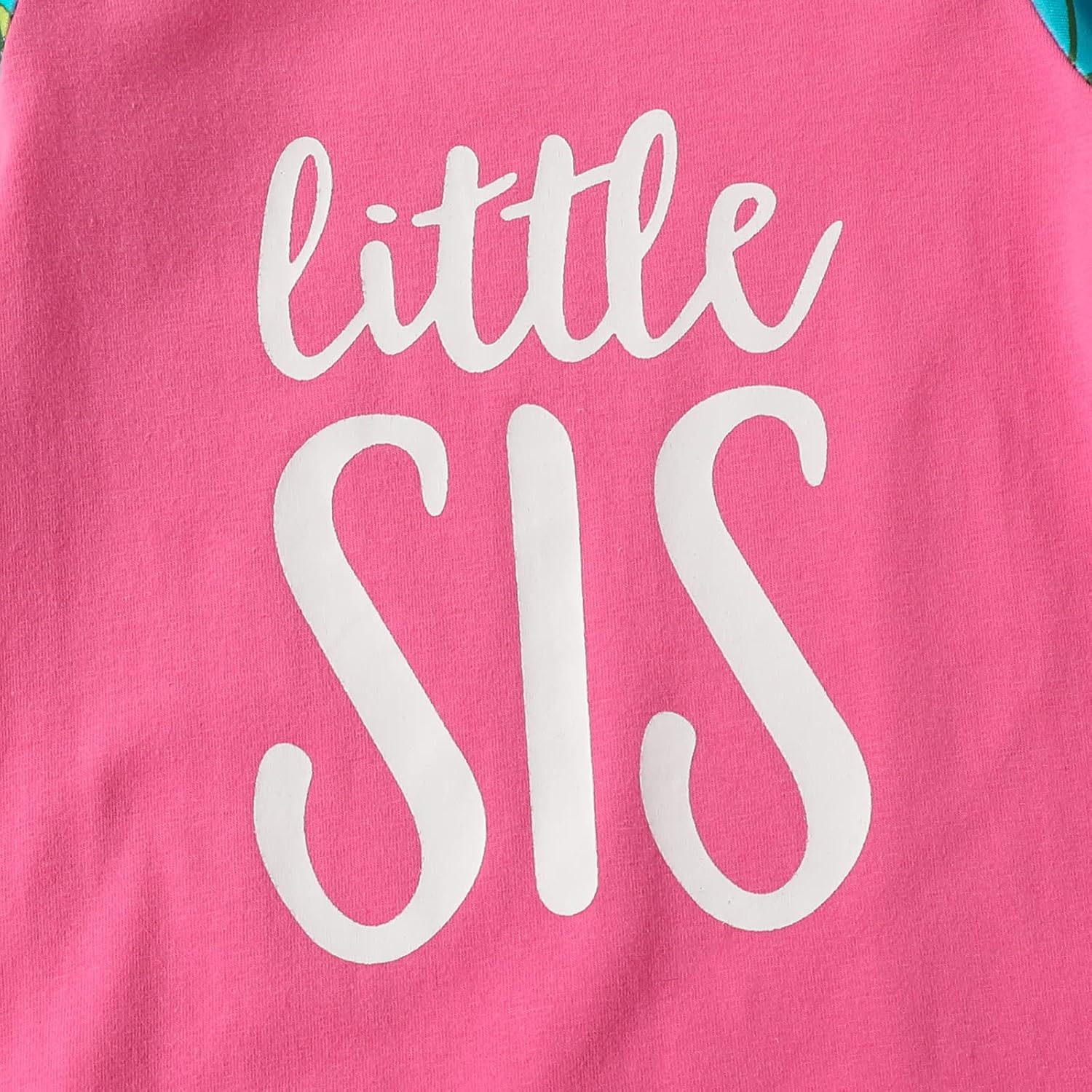 AMAWMW Newborn Baby Girl Little Sister Sleeper Gown Stripe Long Sleeve Nightgown Pajamas Gifts