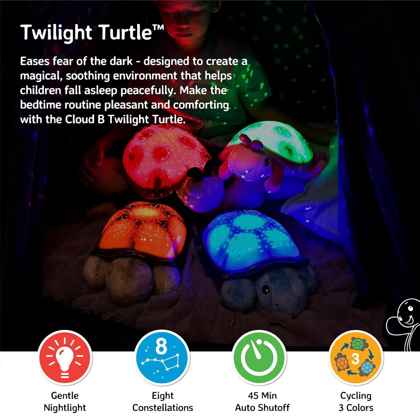 Cloud b Calming Nightlight Star Projector | Gentle Brightness | 3 Colors | 8 Constellations |