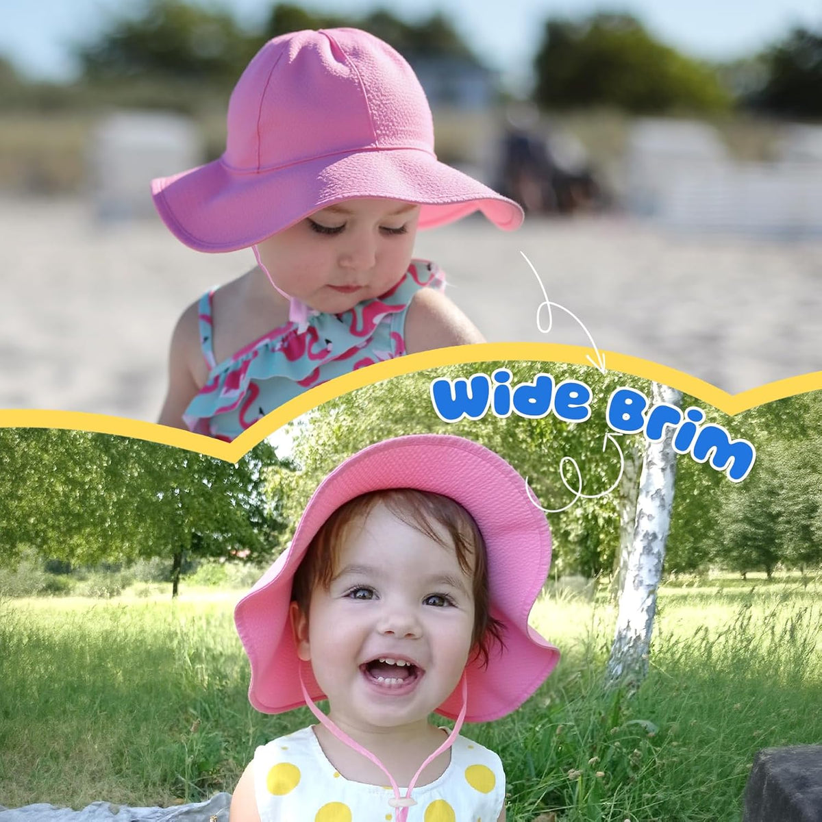 HONGTEYA Baby Sun Hat Toddler Girl Beach Hat Adjustable Outdoor Summer Hat UPF 50+ Sun Protection