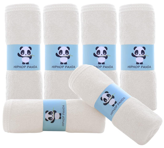 HIPHOP PANDA Baby Washcloths, Rayon Made from Bamboo - 2 Layer Ultra Soft Absorbent Newborn Bath