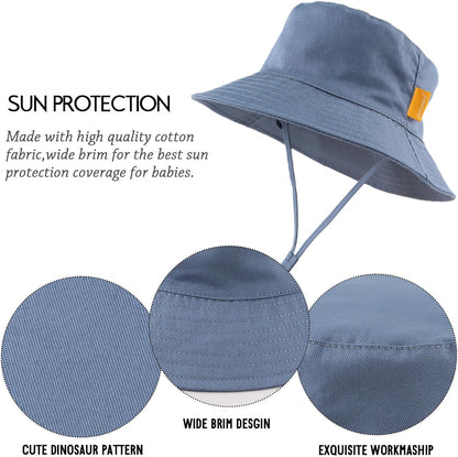 JANGANNSA Cotton Baby Sun Hat Infant Toddler Boys Girls Bucket Hats Summer Sun Protection Kids