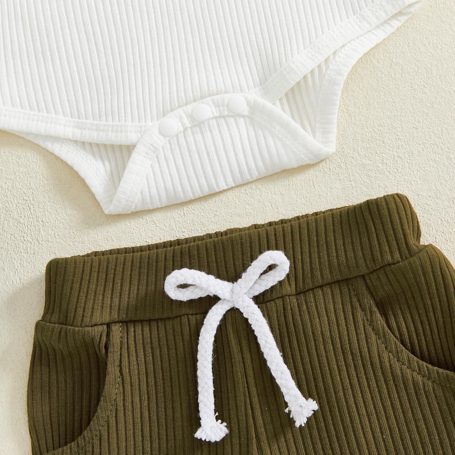 fhutpw Baby Boy Clothes 3 6 12 18 Months Ribbed Knitted Long Sleeve Romper and Pants Sets Newborn