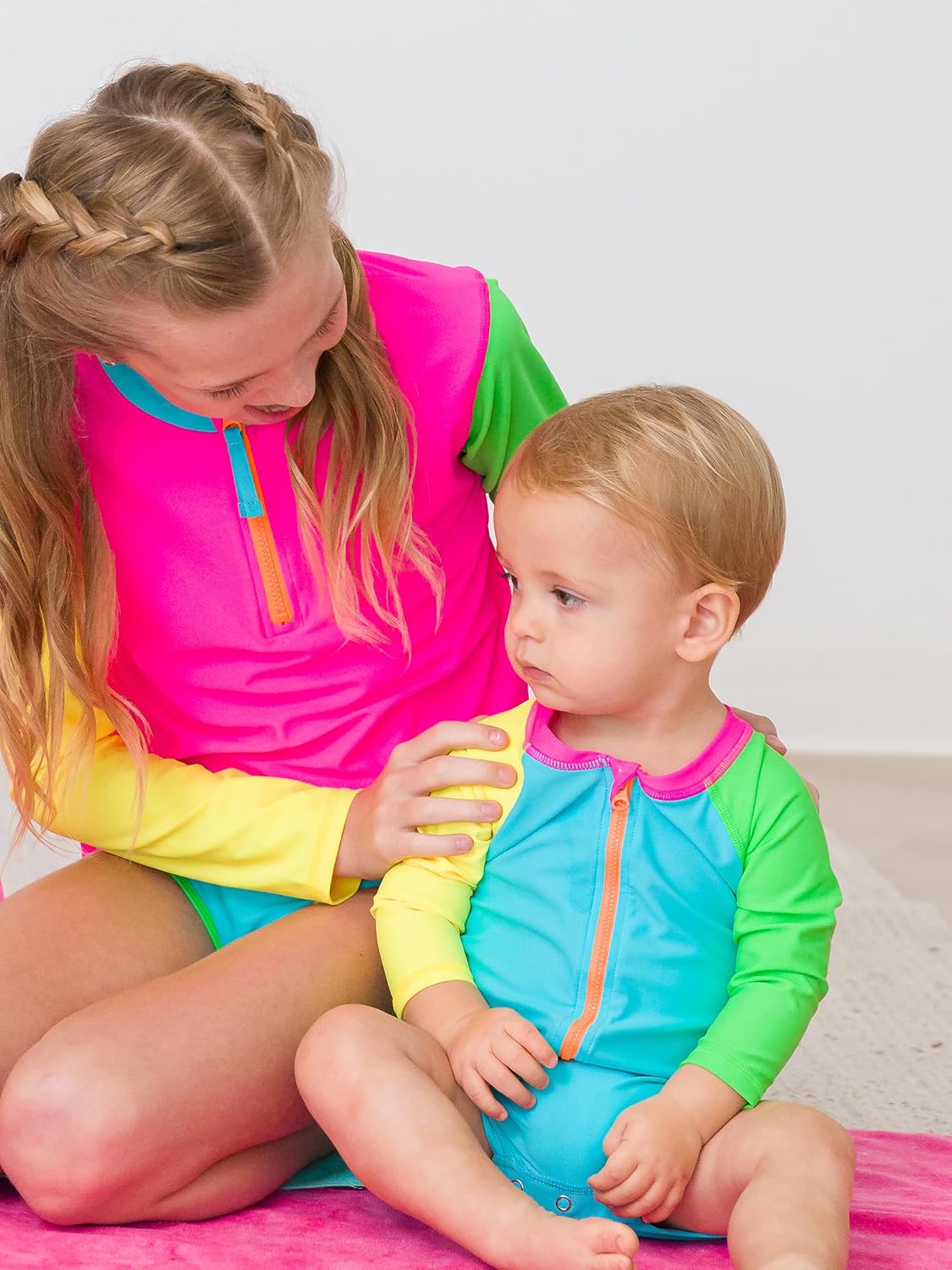 RUGGEDBUTTS Baby/Toddler Boy Swimsuit, One Piece Zipper Rash Guard Sunsuit with UPF 50+ Sun