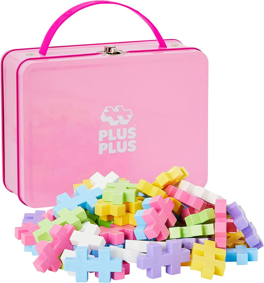 PLUS PLUS Building Set with Metal Suitcase, Open Ended Stem Toy for Toddlers and Preschool, 70 Big