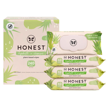The Honest Company Hydrate + Cleanse Naturally Scented Wipes | Cleansing Multi-Tasking Wipes | 99%