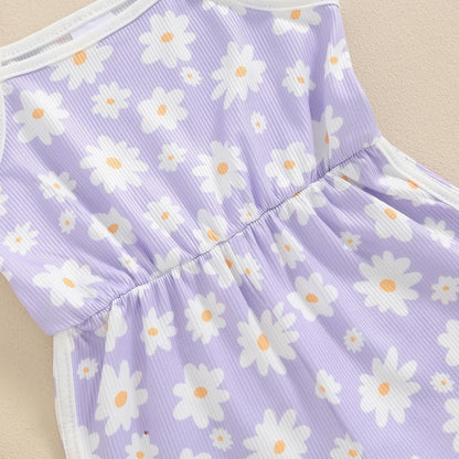 WZTYYDS Toddler Baby Girl Summer Clothes Floral Romper Tie-Up Strap Halter Jumpsuit Infant Summer