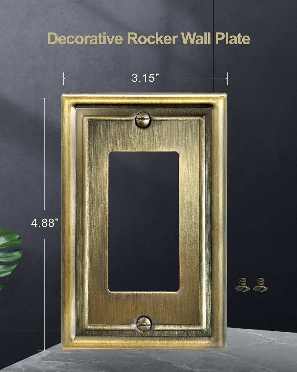 Decorator/Rocker Wall Plate for Dimmer Switch, GFCI Outlet and Receptacal, Metal Outlet Covers