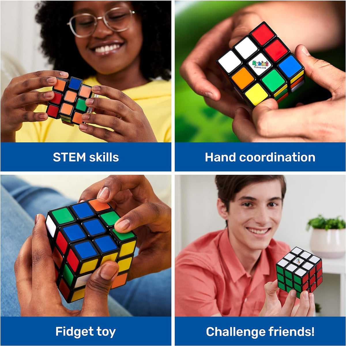 Rubik's Cube, Original 3x3 Puzzle Brain Teaser Fidget Toy with Removable Interchangeable Mod