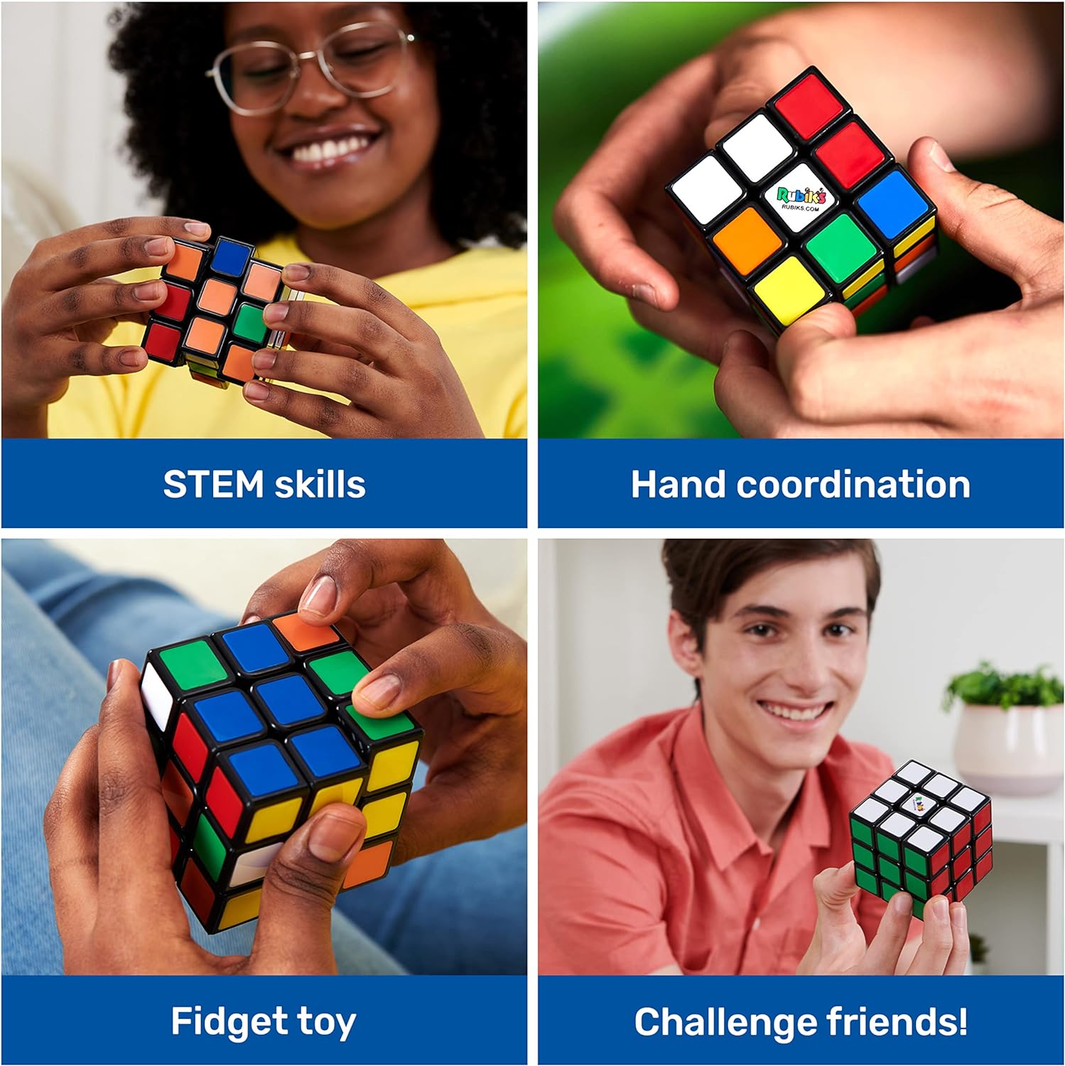 Rubik's Cube, Original 3x3 Puzzle Brain Teaser Fidget Toy with Removable Interchangeable Mod