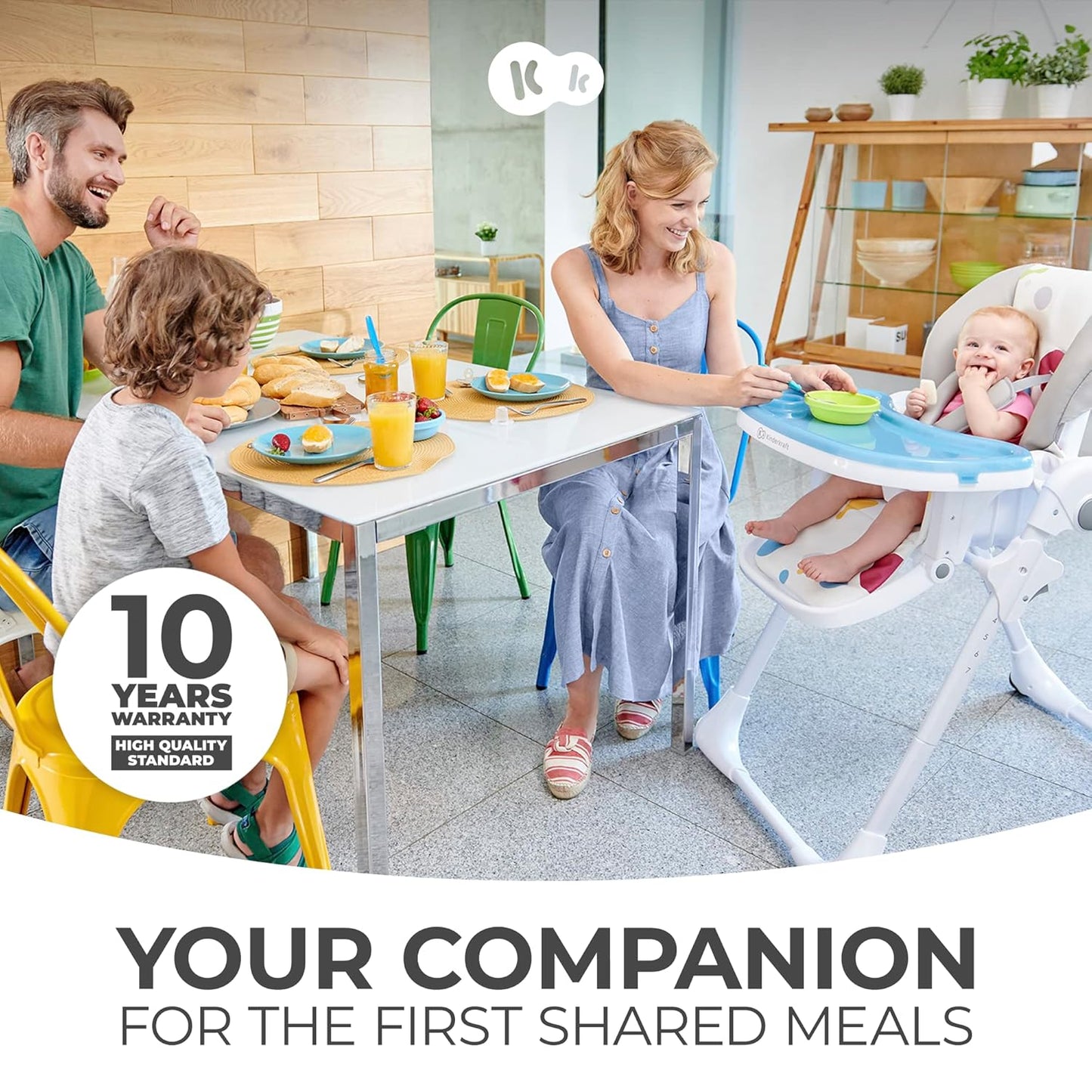 Kinderkraft Highchair Yummy, Baby Chair, Ergonomic, Comfortable, Reclining, Foldable, with